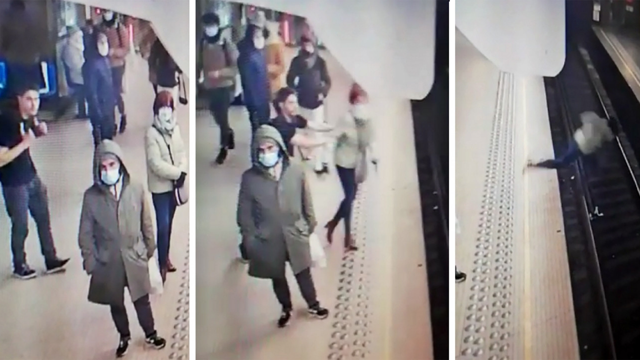 Metro durağında dehşet: Kadın yolcuyu raylara itti! Saniye saniye kamerada...