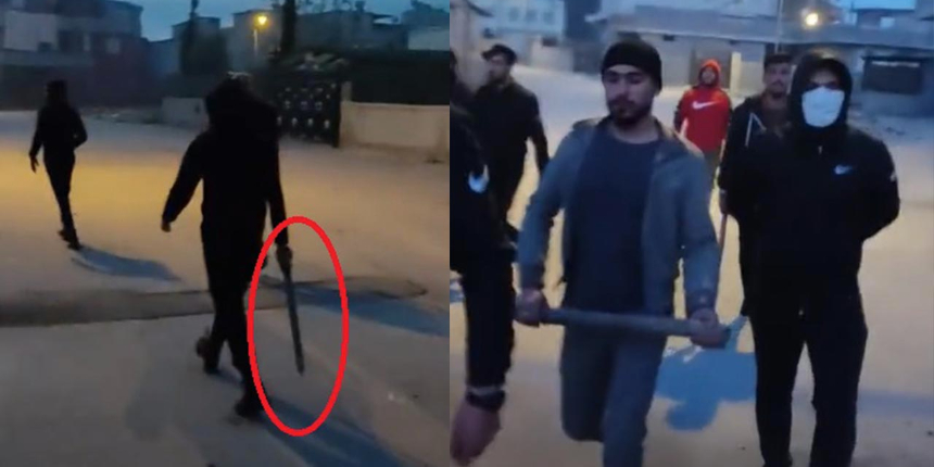 Ellerinde döner bıçaklarıyla sokakta yürüyen Suriyeliler sınır dışı edildi