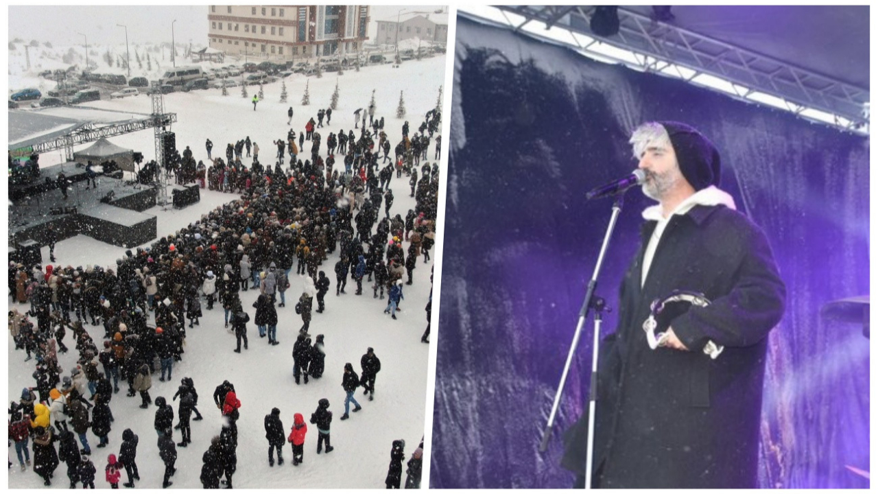 Sivas konserini soğuk hava yüzünden iptal etmişti... Manuş Baba karlar altında konser verdi