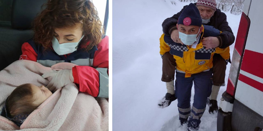 Sağlık ekipleri, 4 aylık Serhat bebek için karlı yolları aştı