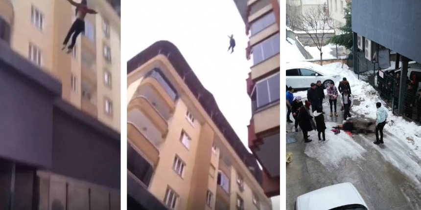 Hastaneden kaçan 18 yaşındaki kız 5 katlı binadan atladı! Düşme anı görüntülendi