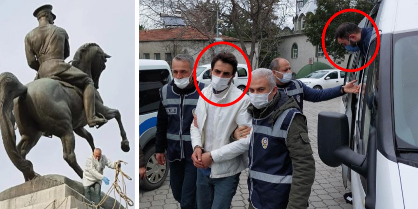 Samsun'daki Atatürk anıtını urganla yıkmaya çalışmışlardı... Saldırganların 9'ar yıl hapisleri isteniyor!