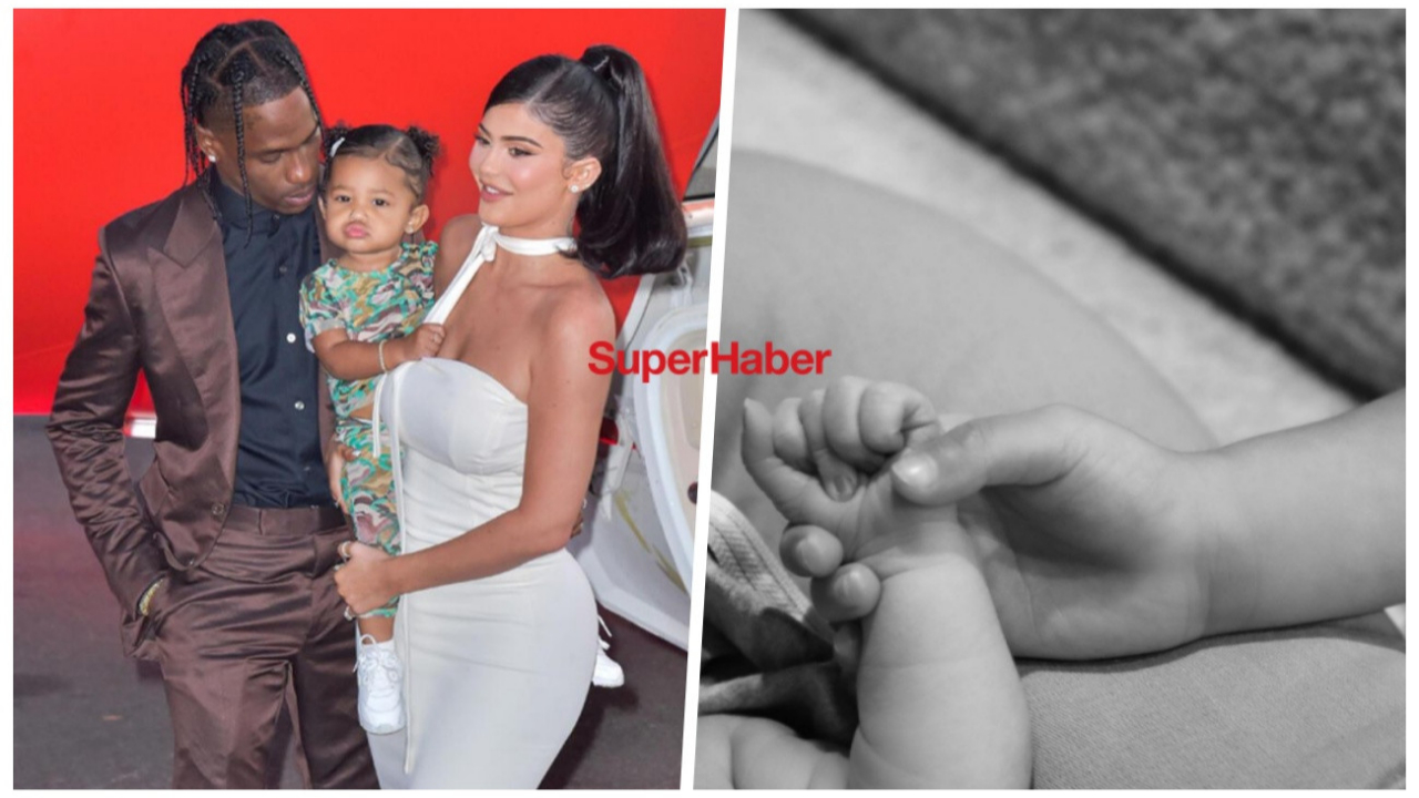 Kylie Jenner ile sevgilisi Travis Scott ikinci çocuklarını kucaklarına aldılar
