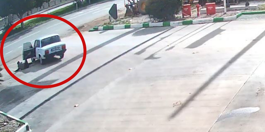 Araç, drift yapan sorumsuz sürücüsünü adeta dışarı fırlattı!