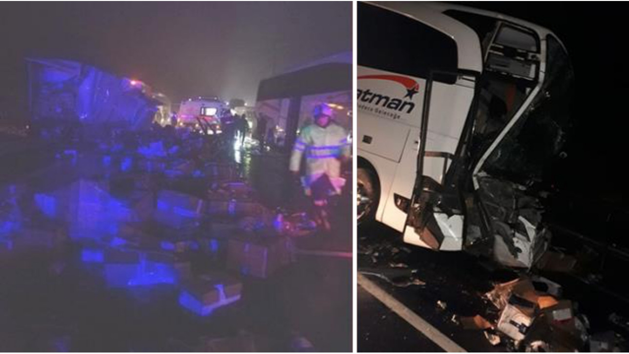 TEM'de yolcu otobüsü TIR'a çarptı: 1 kişi hayatını kaybetti, 13 kişi yaralandı!