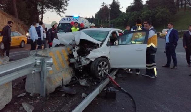E-5'te feci kaza! Direksiyon hakimiyetini kaybetti