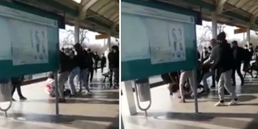 Bursa'da metro durağında iki grup arasında yumruklar konuştu