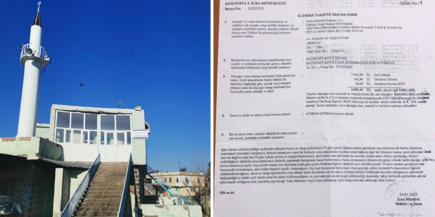 Camiye, elektrik borcu nedeniyle icra geldi!