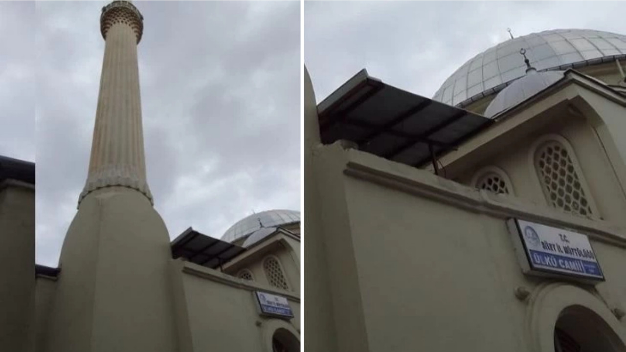 Siirt'te depremin etkisiyle cami minaresinden taş düştü: Facianın eşiğinden dönüldü...