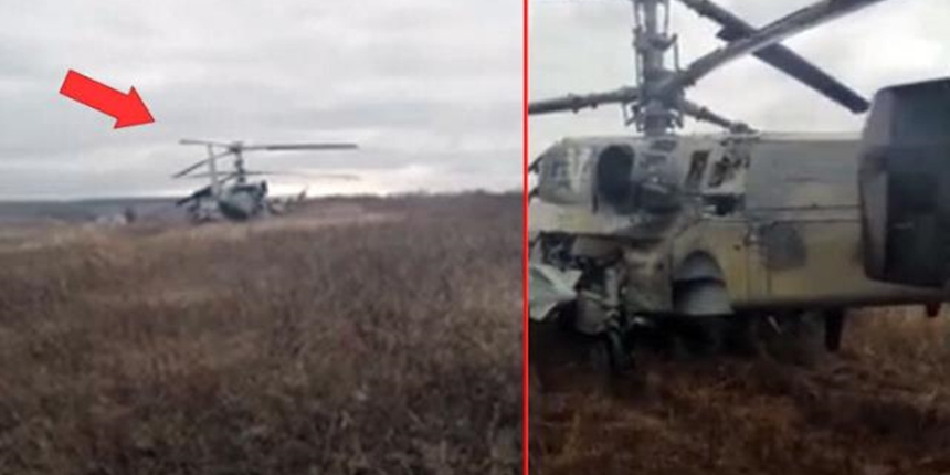 Görüntüleri Ukrayna askeri paylaştı! Rus helikopteri böyle düşürüldü...