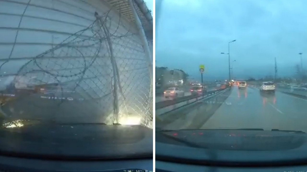 Lüks cip bariyerleri aştı, fabrika otoparkına düştü! O anlar saniye saniye kamerada...