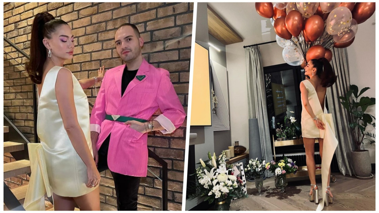 Demet Özdemir'den 30'ncu yaşa özel poz! Dekolteli beyaz elbisesiyle büyüledi