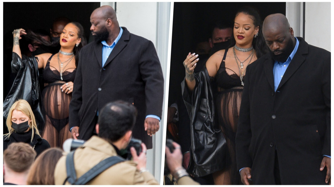 Rihanna katıldığı defileye giydiği gecelikle damga vurdu