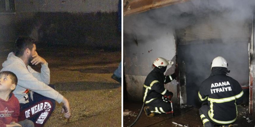 Adana'da depo yangını! Talihsiz vatandaş ekmek teknesinin yanmasını böyle izledi...