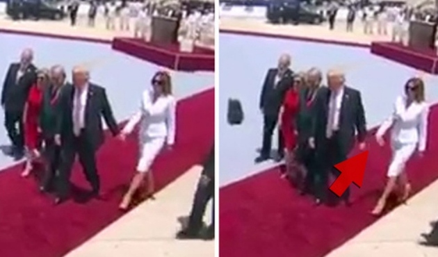 Melania Trump, eşi Donald Trump'ın eline vurdu! İşte o anlar... / VİDEO