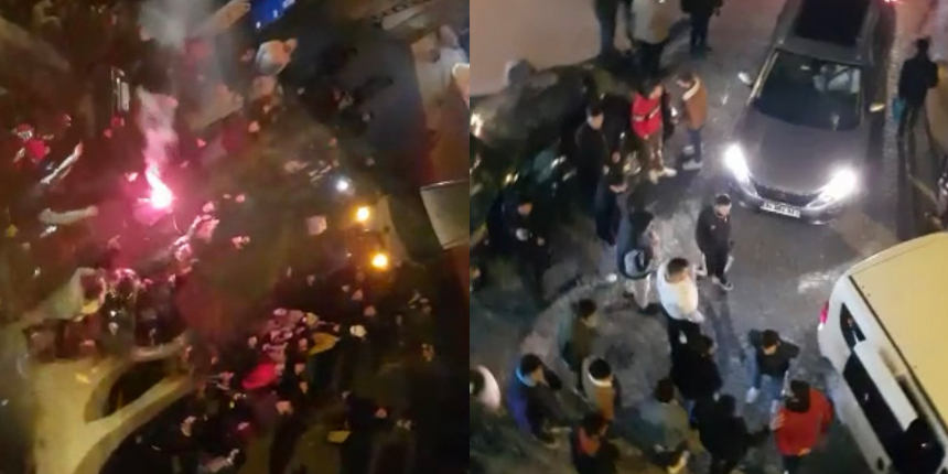 Gece saatlerinde ortalığı birbirine kattılar! Trafiği kapatıp dans ettiler