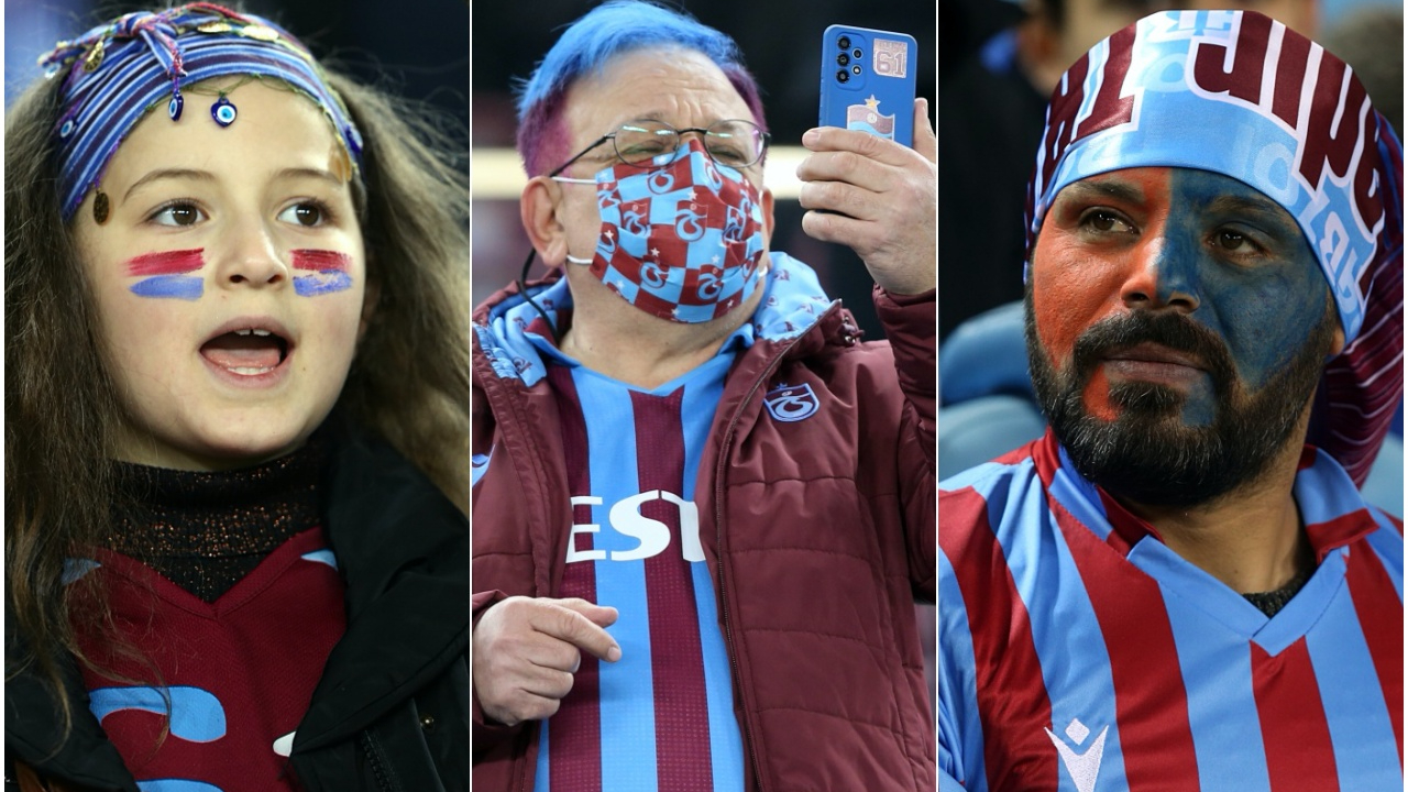 Trabzonspor taraftarları Göztepe maçında soğuk havaya rağmen statta boş koltuk bırakmadı