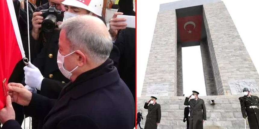 Tarihi zaferin 107. yılında altın madalyalı Türk Bayrağı göndere çekildi