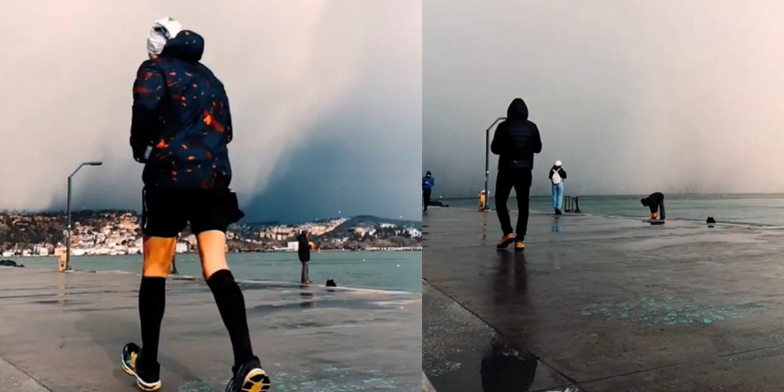 Kar bulutları İstanbul Boğazı'nın üzerinden böyle geçti