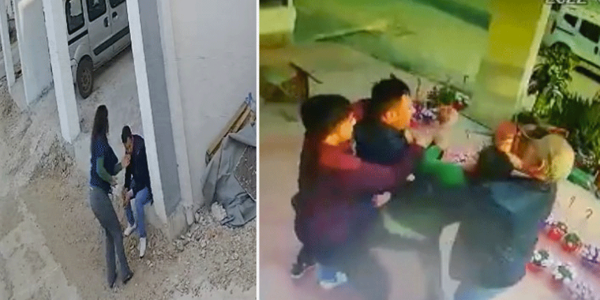 Karı koca arasındaki kavga sokağa taştı! O anlar kamerada!
