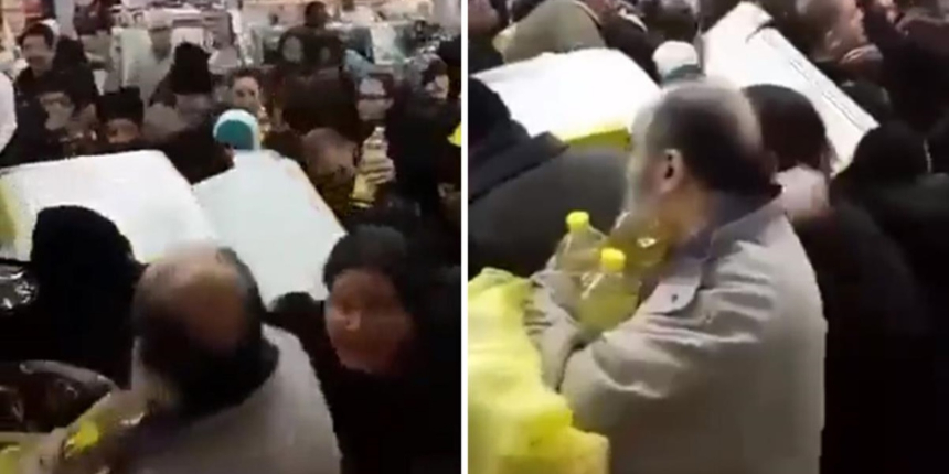 Görüntü Avrupa'nın göbeğinden! Fransızlar ayçiçek yağı için birbirini ezdi