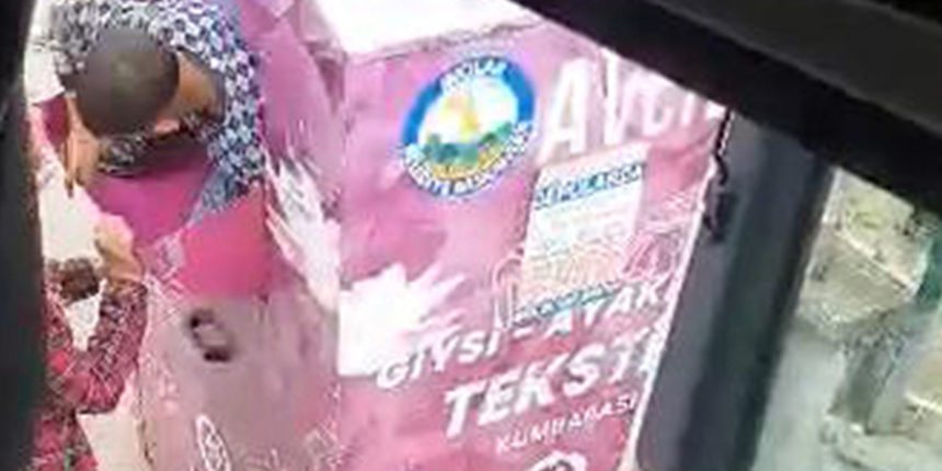 Bu görüntüler İstanbul'da çekildi: Giysi kumbarasından önce kıyafetler sonra çocuk çıktı