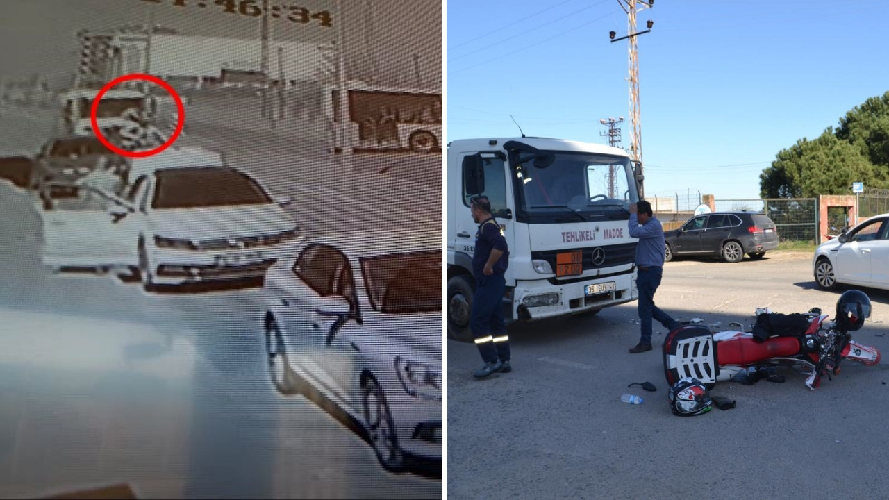 Tehlikeli madde taşıyan tanker ve motosiklet kafa kafaya çarpıştı: O anlar kamerada!