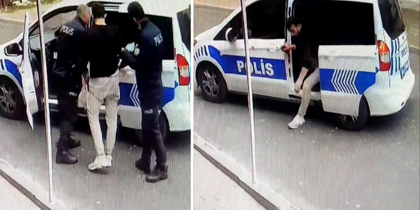 Sultanbeyli’de polis otosuna bindirilen şahıs böyle kaçtı!