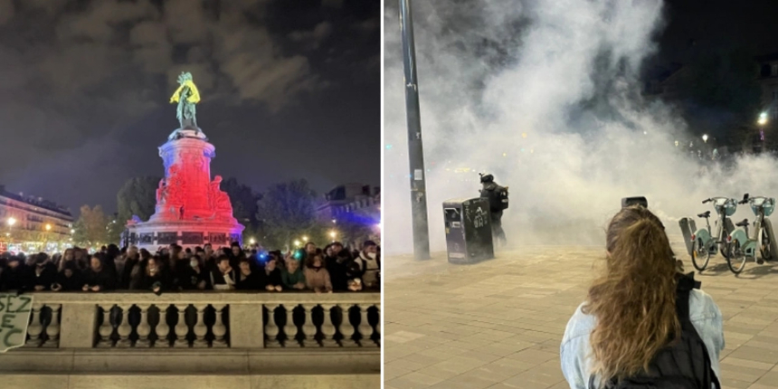 Seçimi Macron kazandı! Fransa sokakları karıştı: Yüzlerce kişi Macron karşıtı gösteriler düzenledi...