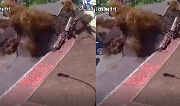 Ukrayna'da su borusu bomba gibi patladı/Video...