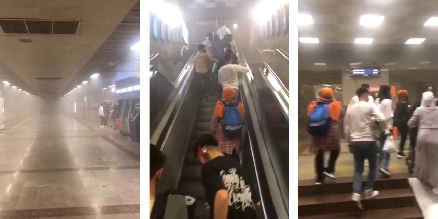 Taksim Metro İstasyonu'nda yangın çıktı
