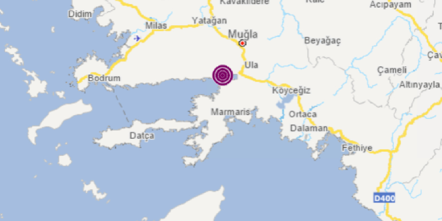 Muğla'da 3.7 büyüklüğünde deprem