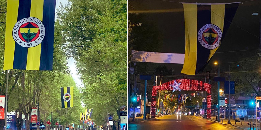 Fenerbahçeli taraftarlardan Bağdat Caddesi'nde Trabzonspor bayraklarına önlem