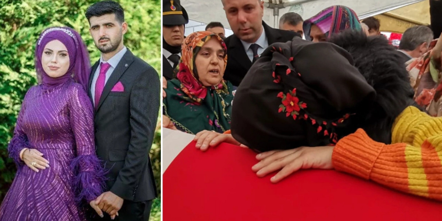 Şehit nişanlısını, gözyaşlarıyla son yolculuğuna uğurladı: Uzun süre tabuta sarıldı!