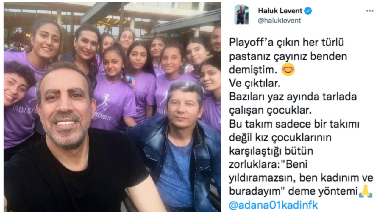 Haluk Levent, Adana 01 Kadın Futbol Kulübü'nün oyuncularıyla bir araya geldi