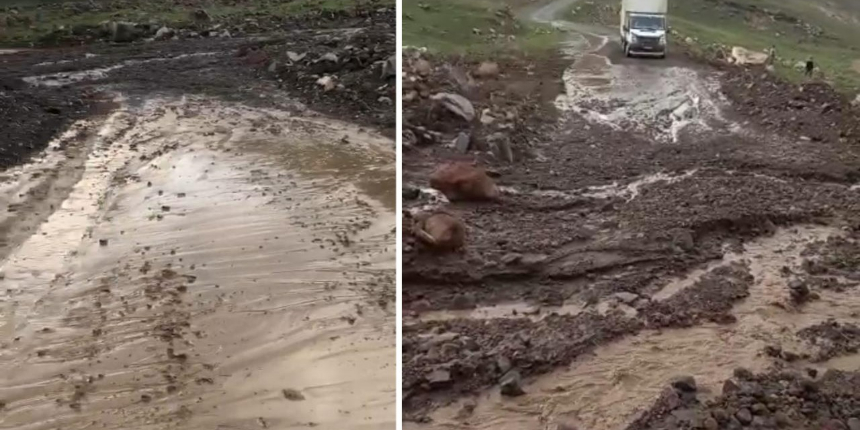 Iğdır’da sağanak sele neden oldu! Köy yolu ulaşıma kapandı