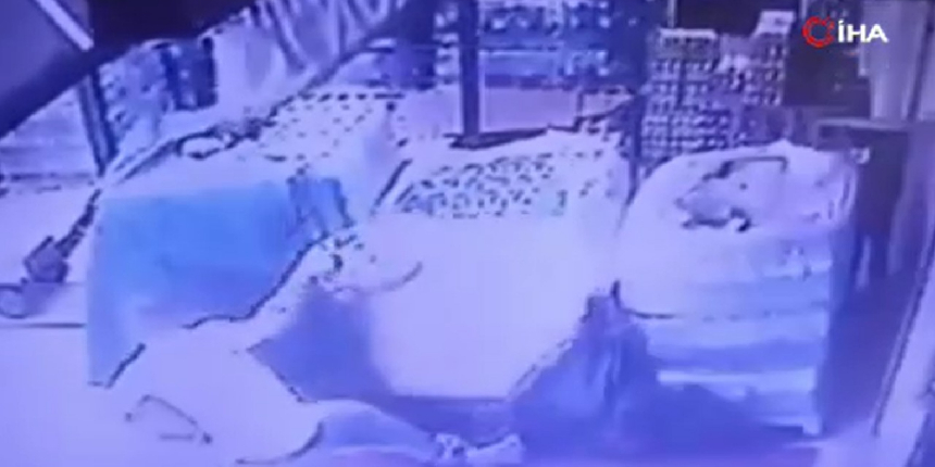 Önce düştü sonra çalmaya çalıştığı içecekler patladı!