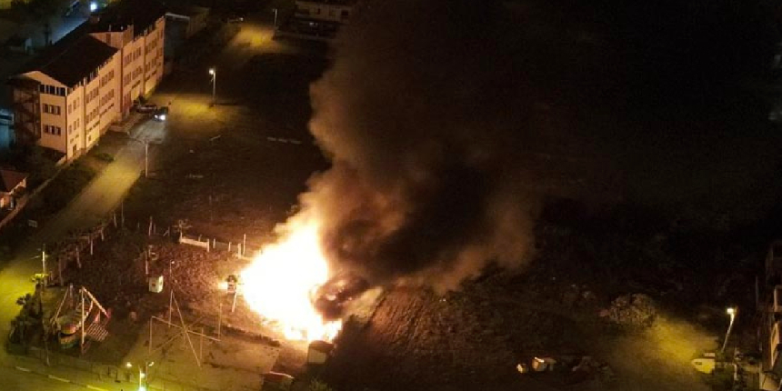Lunaparkta korku dolu anlar! Dev çadır alev alev yandı