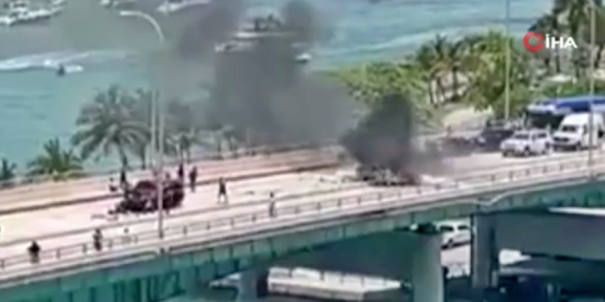 Miami’de uçak köprüye düştü: 2 yaralı