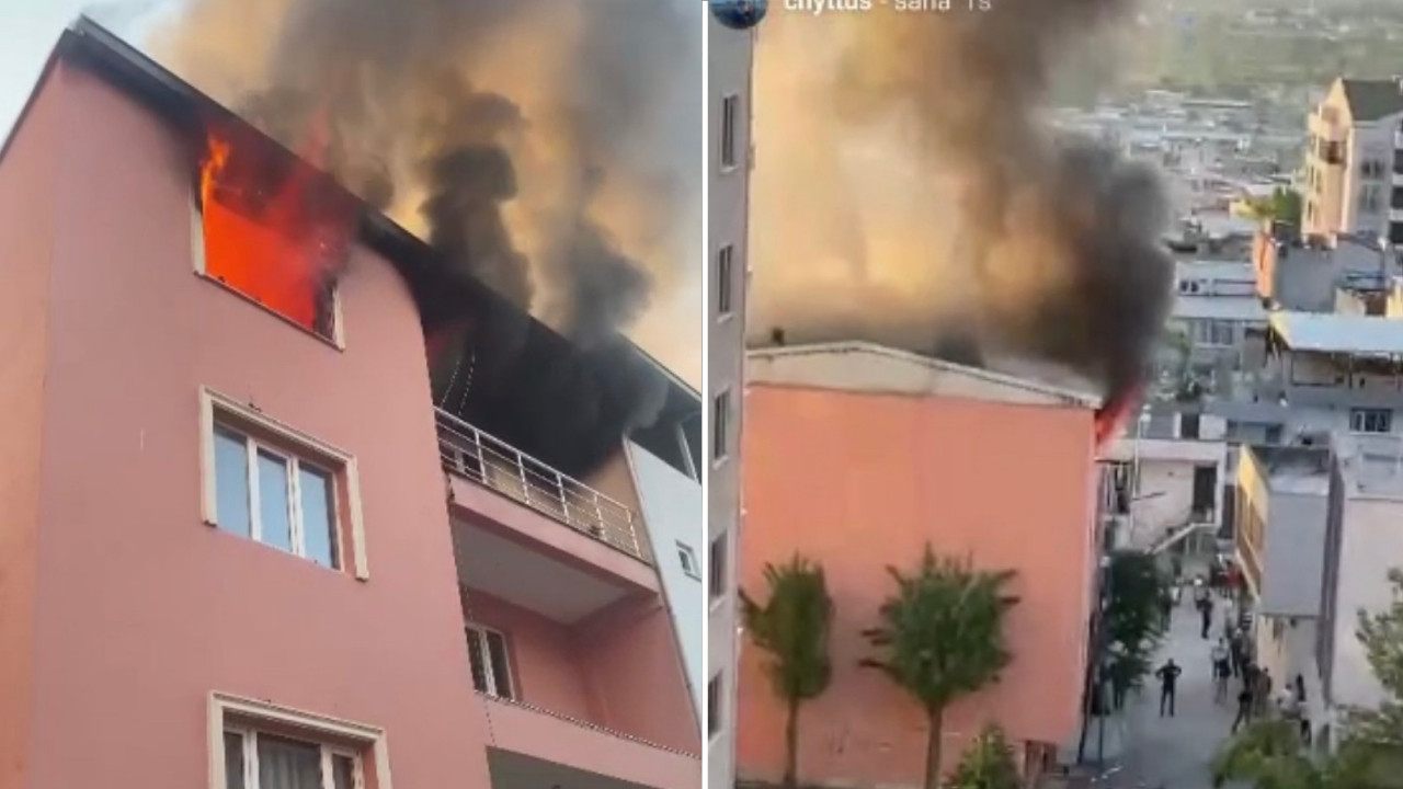 Cinnet getiren adam evini yaktı: Korku dolu anlar kamerada!