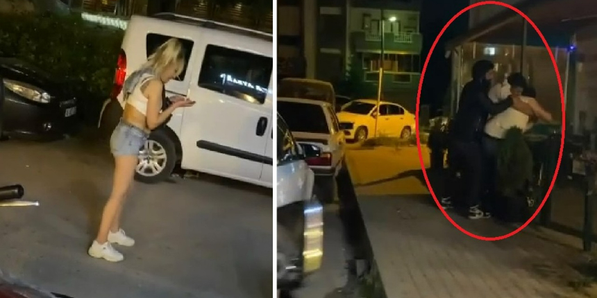 Yanındaki kadını sokakta darbetti, tekme tokat dövüldü!