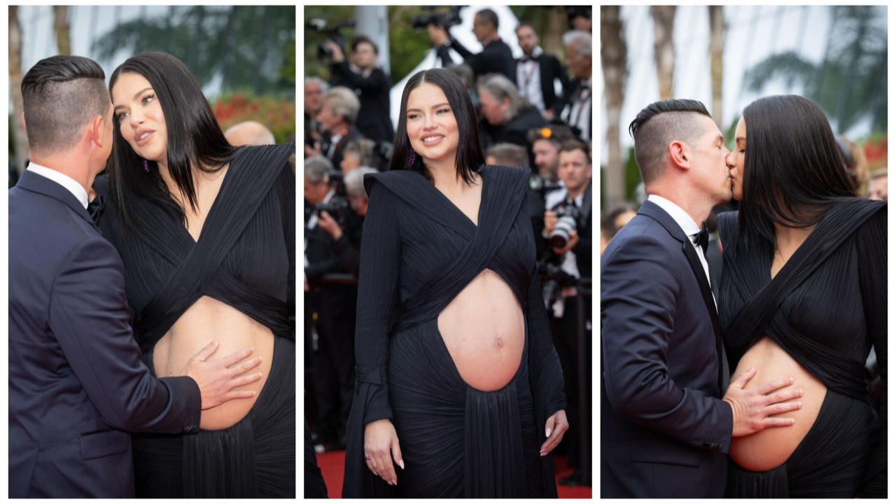 Üçüncü bebeğine hamile olan Adriana Lima'nın kostümü 75. Cannes Film Festivali'ne damga vurdu