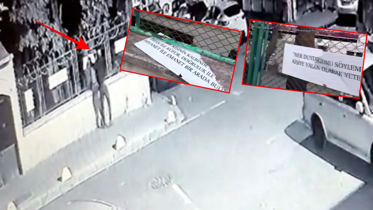 Fatih'te camiye çirkin saldırı: Hadis-i şerif yazılı kağıtları tek tek yırttı!