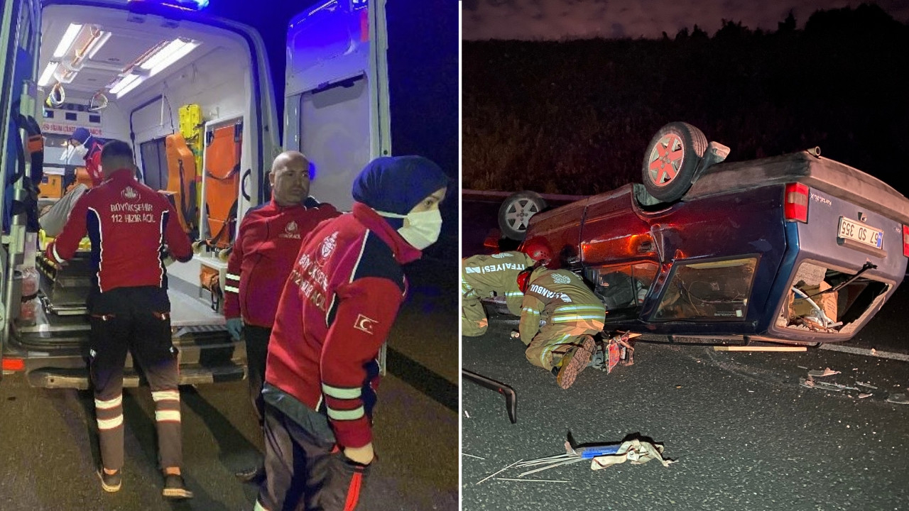 Kuzey Marmara Otoyolu'nda korkunç kaza: Takla atarak metrelerce sürüklendi! Yaralılar var...