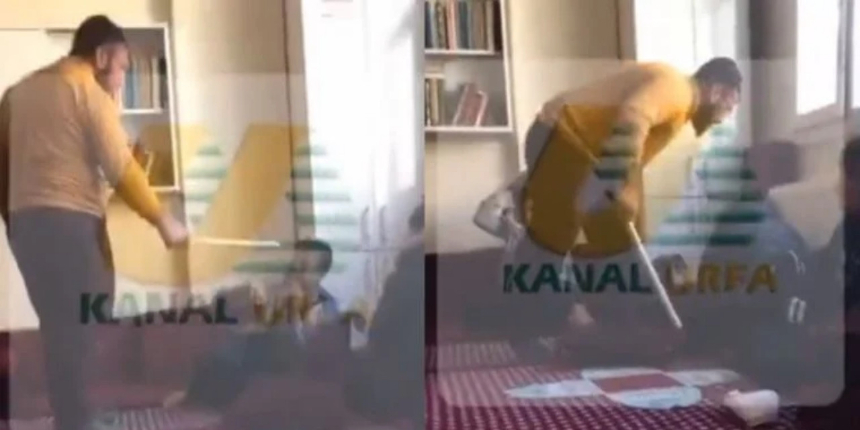 Kur'an kursunda tepki çeken görüntü: Elinde sopayla öğrenciye defalarca vurdu!