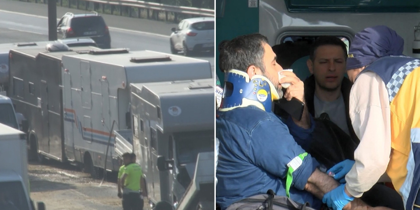 Film çekimine giden karavanlar zincirleme trafik kazasına neden oldu! Yaralılar var...