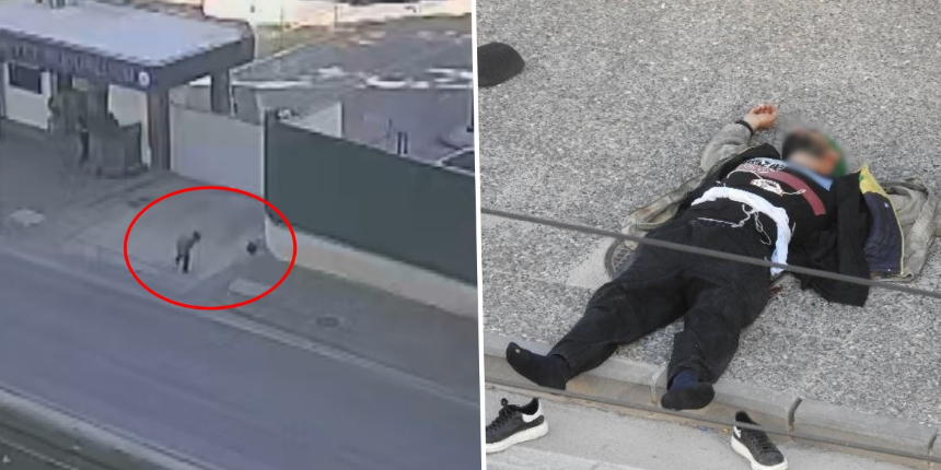 Gaziantep Emniyetinin önündeki canlı bomba paniği güvenlik kamerasında! Elindeki siyah poşeti bırakıp...
