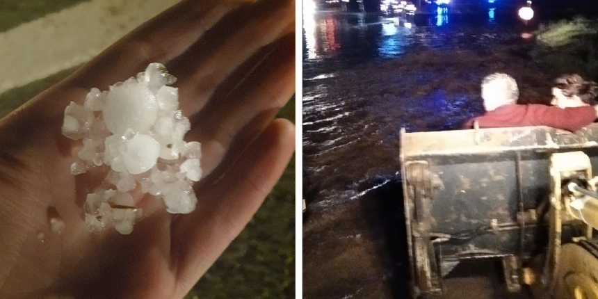 Afyonkarahisar'da etkili olan şiddetli yağış ve doluda vatandaşlar mahsur kaldı