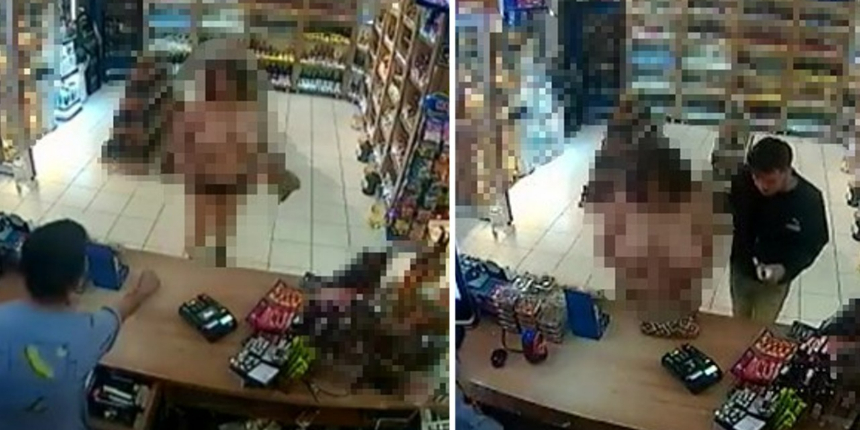 Üstsüz alışveriş yapan kadın serbest bırakıldı!