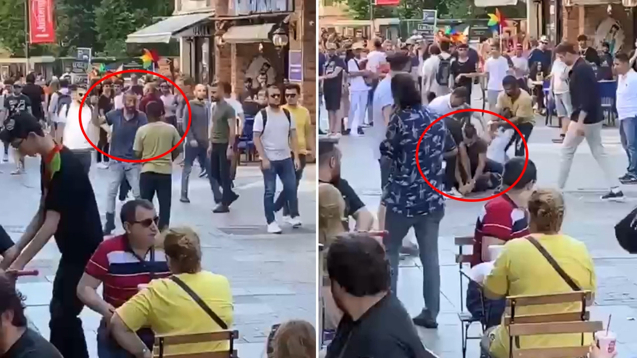 Kadıköy'de korku dolu anlar: Elindeki satırı yoldan geçenlere savurdu! Saniye saniye kamerada...